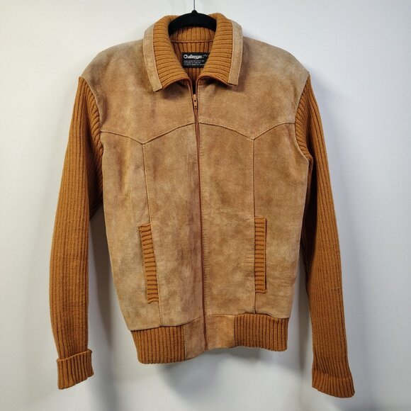 Challenger Other - VINTAGE Challenger Jacket Suede Knit Cardigan Sweater Western Large (42-44)